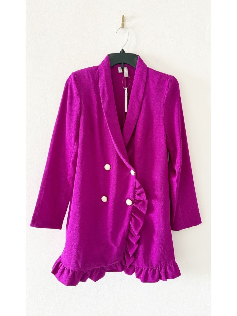 NEW Asos Purple Ruffle Tux Mini Dress with Pearl Button Details Size US 4